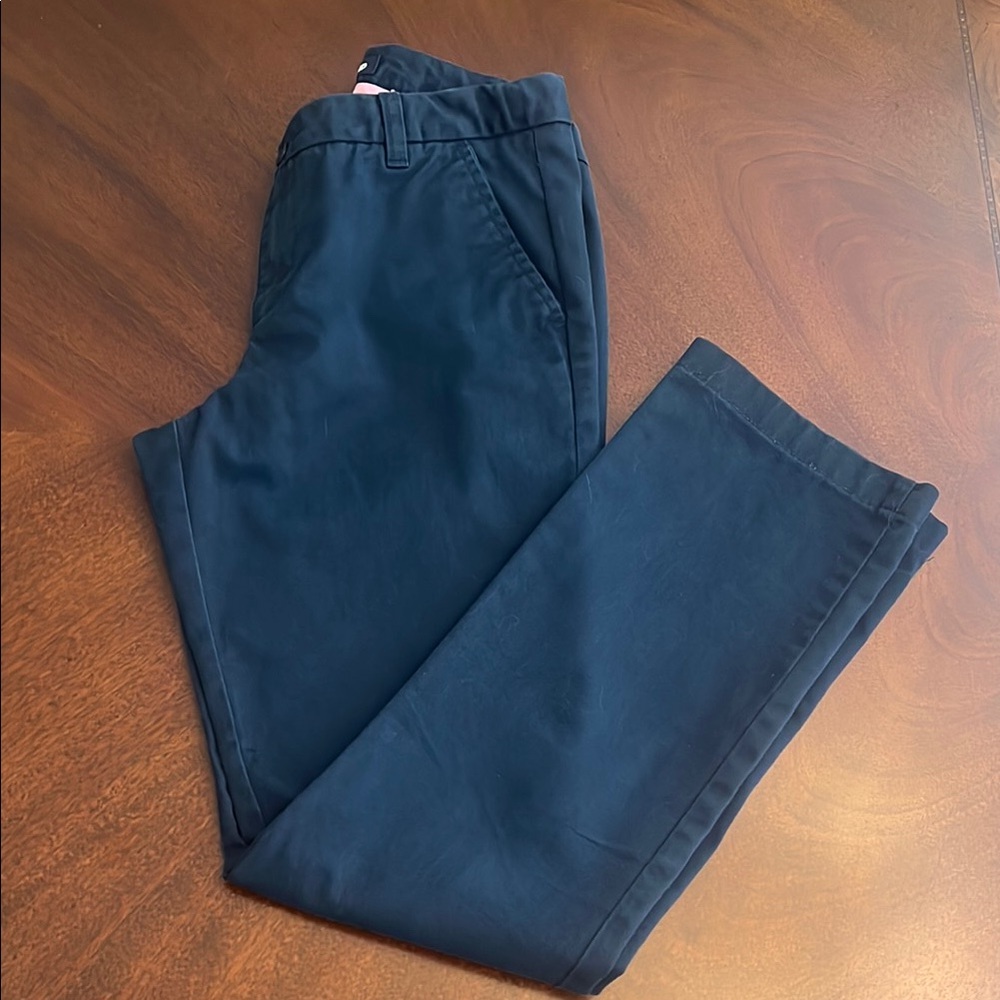 Lands' End Navy Blue School Uniform Pants Girl's 16 S Slim, Ins 28.5", Adj Waist